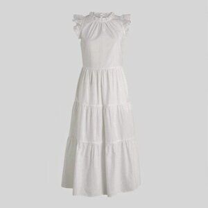 JCREW Tiered ruffle-sleeve cotton poplin dress (2 sizes XS and XXS)